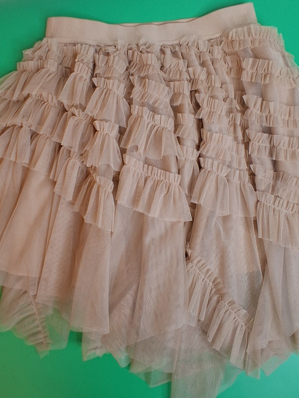 All Saints Beige Layered Ruffle Skirt